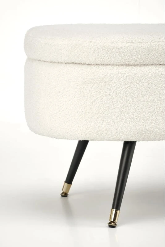 Čalouněná lavice Aveiro s úložným prostorem do obývacího pokoje krémově bílá