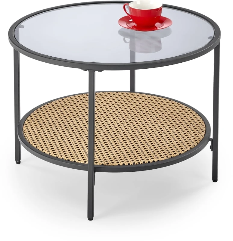 Kavový stolek Dakota do obývacího pokoje kouřené sklo-přírodní