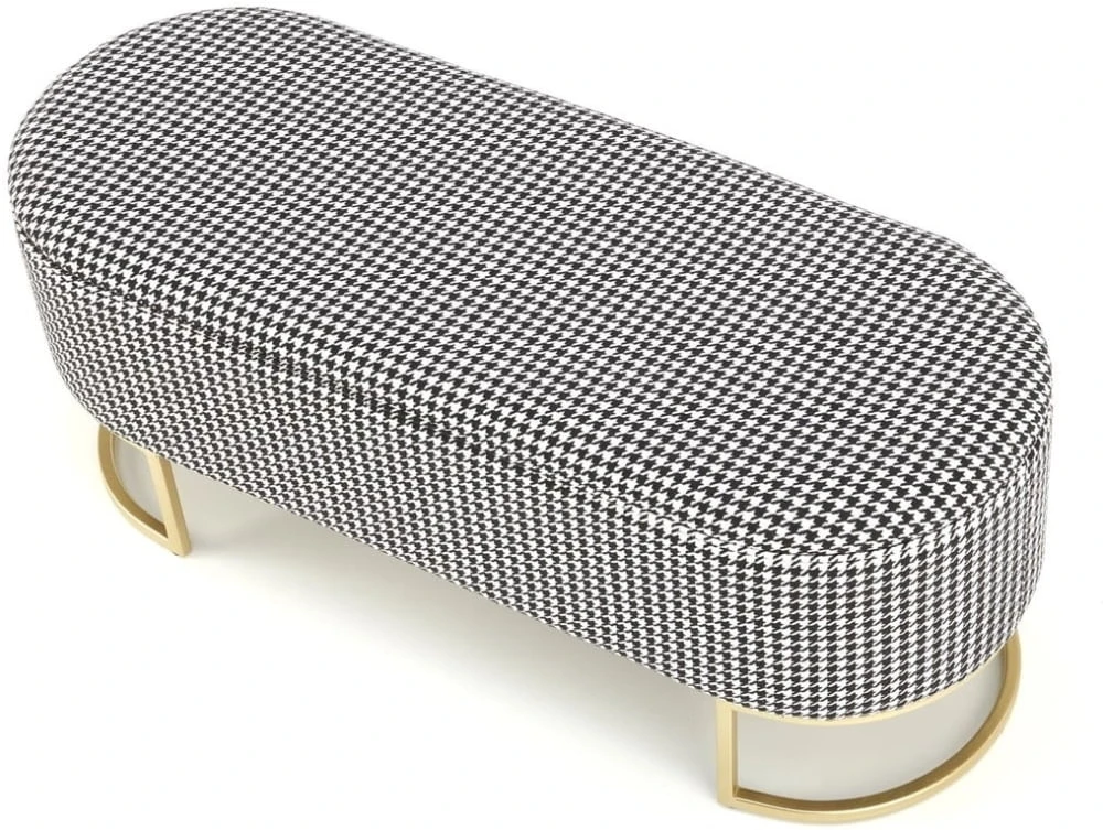 Čalouněná lavice Harmony s úložným prostorem, černobílá se zlatou