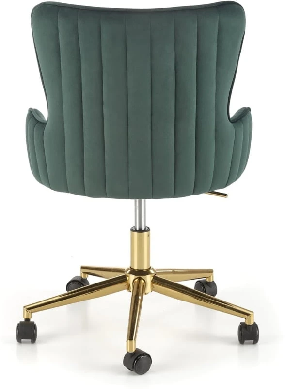 Čalouněná kancelářská židle Timoteo ve stylu glamour tmavě zelená