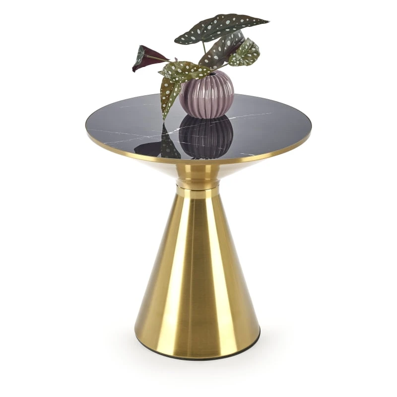 Kulatý konferenční stolek Tribeca do obývacího pokoje černý mramor se zlatou
