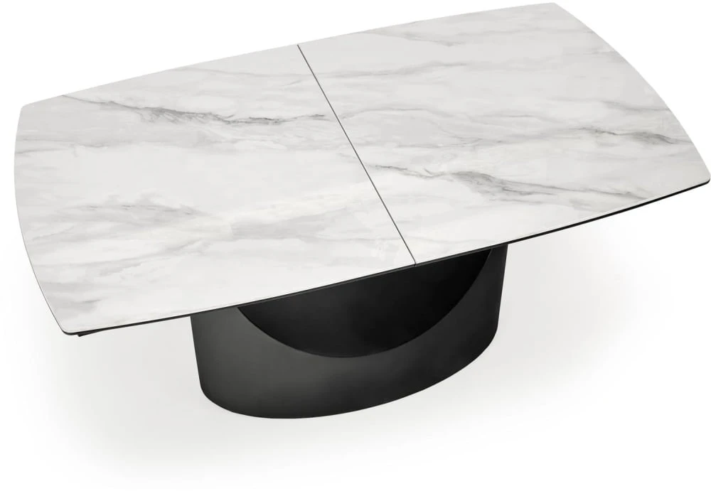 Rozkładany stół Osman biały marmur-czarny