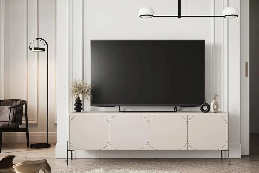 TV stolek s policemi Sonatia, 200 cm