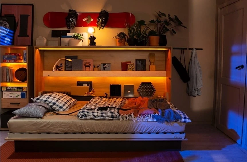 Półkotapczan Poziomy pod materac 120 z półkami do pokoju młodzieżowego Concept Junior