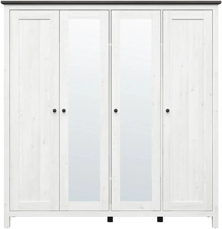 Velká čtyřdveřová šatní skříň se zrcadlem do ložnice Hesen