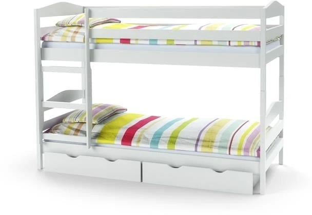 Piętrowe dwuosobowe łóżko Sam do pokoju dziecięcego biały