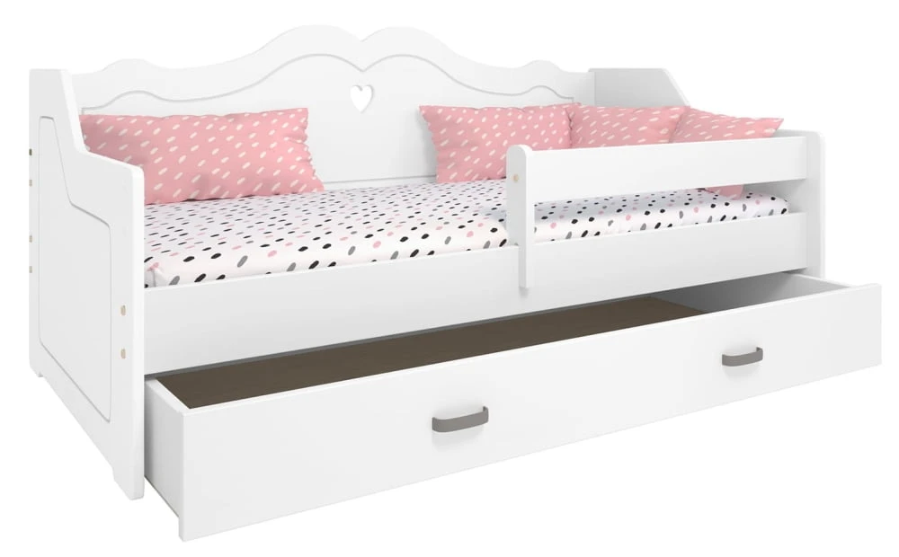 Łóżko dziecięce Lilia 80x160 z barierką zabezpieczającą i szufladą