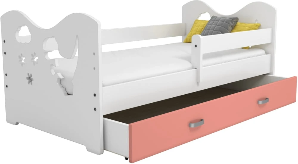 Dětská postel Miki dinosaurus B3 80x160 s ochrannou zábranou a zásuvkou