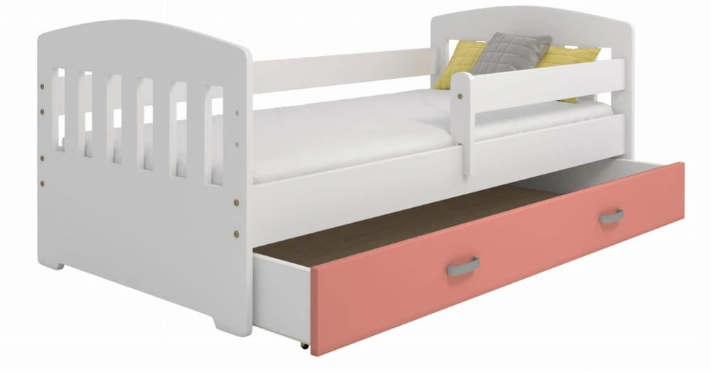 Dětská postel Miki květinky B6 80x160 cm s ochrannou zábranou a se zásuvkou