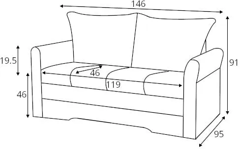 Sofa City z funkcją spania typu wózek i pojemnikiem na pościel