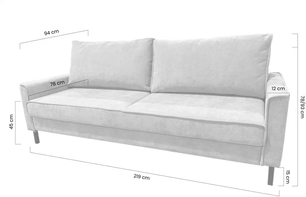Sofa Lola z funkcją spania i pojemnikiem na pościel 