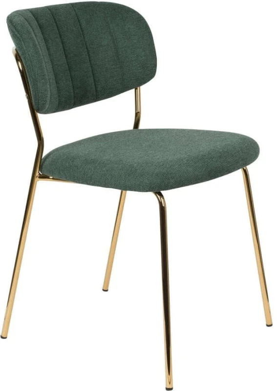 Židle Jolie, zelená se zlatým rámem