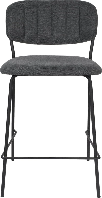 Barová židle, tmavě šedá s černým rámem