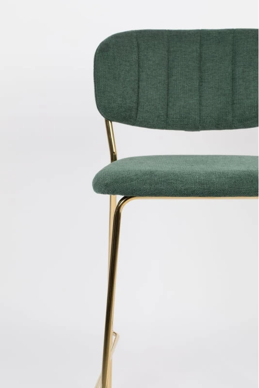 Barová židle, zelená se zlatým rámem