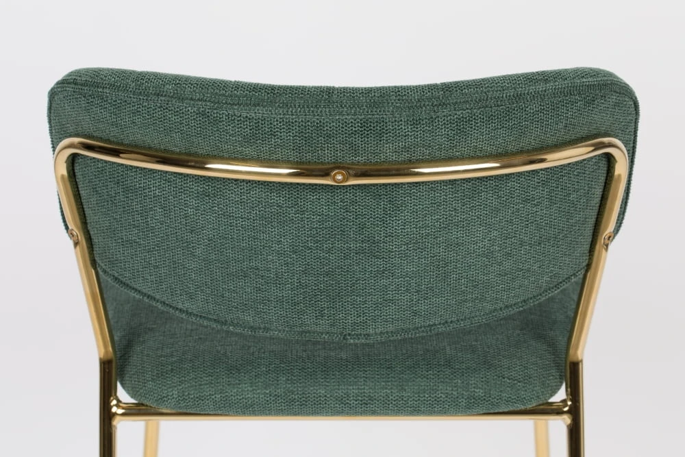 Barová židle, zelená se zlatým rámem