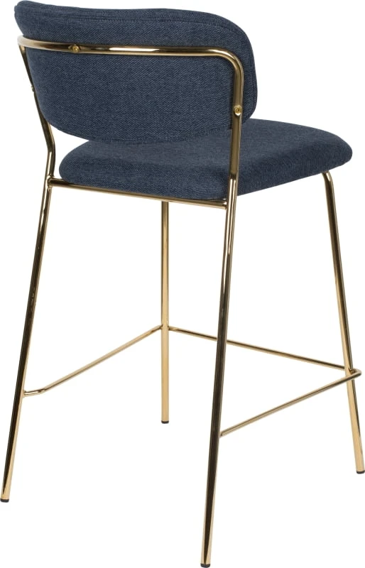 Barová židle, modrá se zlatým rámem