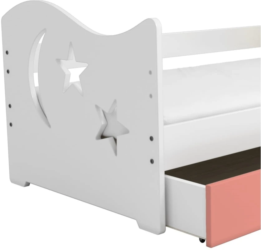 Łóżko dziecięce Miki gwiazdki B1 80x160 z barierką zabezpieczającą i szufladą