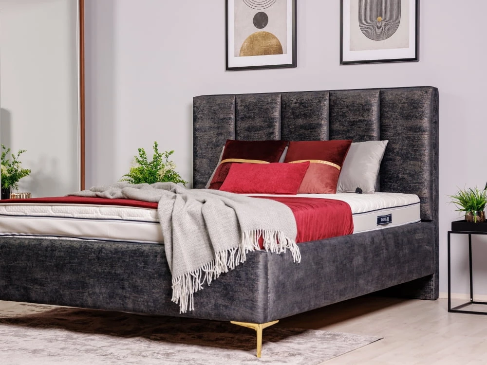Čalouněná postel Gaja 200x200 se zvedacím roštem a úložným prostorem