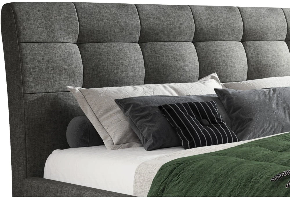 Łóżko tapicerowane pojedyncze Aldo 80x200 z pojemnikiem i eleganckim zagłówkiem