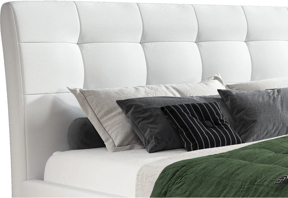 Łóżko tapicerowane pojedyncze Aldo 90x200 z pojemnikiem i eleganckim zagłówkiem