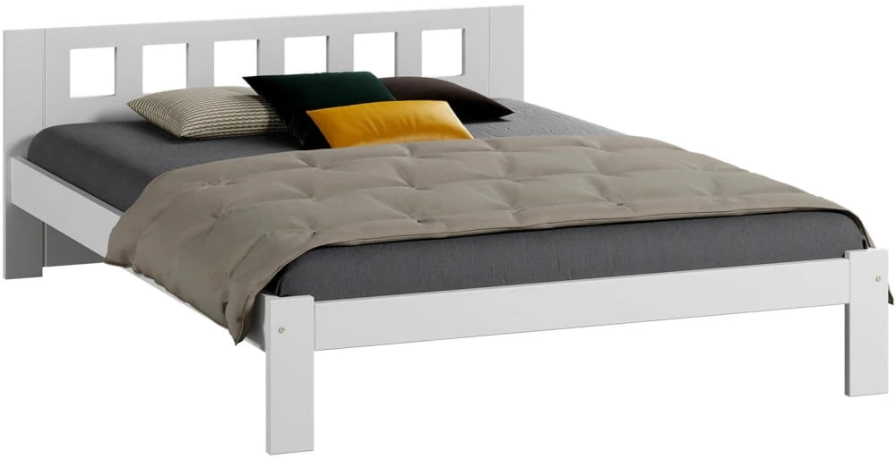 Borovicová dřevěná postel DMD4 140x200 s vysokou opěrkou hlavy
