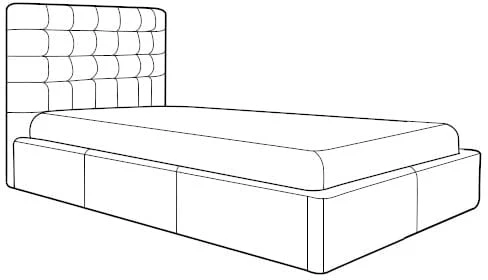 Łóżko tapicerowane pojedyncze Aldo 90x200 z pojemnikiem i eleganckim zagłówkiem