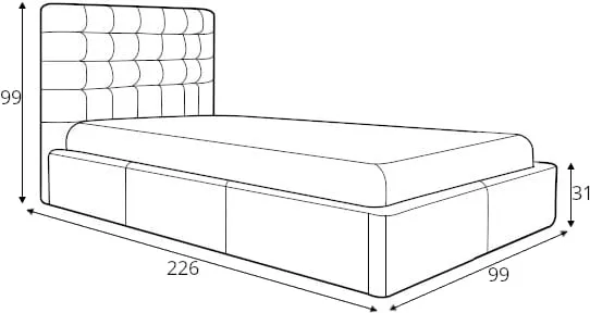 Łóżko tapicerowane pojedyncze Aldo 90x200 z pojemnikiem i eleganckim zagłówkiem