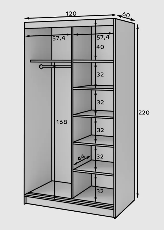 Szafa przesuwna z lustrem Marrphy II 120