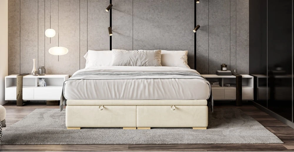Baza łóżka tapicerowanego Loa z pojemnikiem 90x200