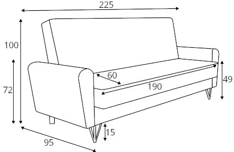 Rozkládací pohovka Hugo s úložným prostorem