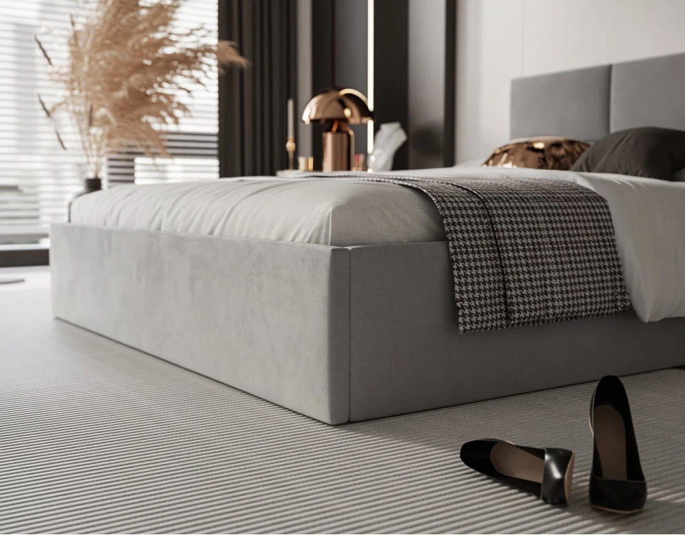 Łóżko tapicerowane Porto 160x200 z pojemnikiem i eleganckim zagłówkiem