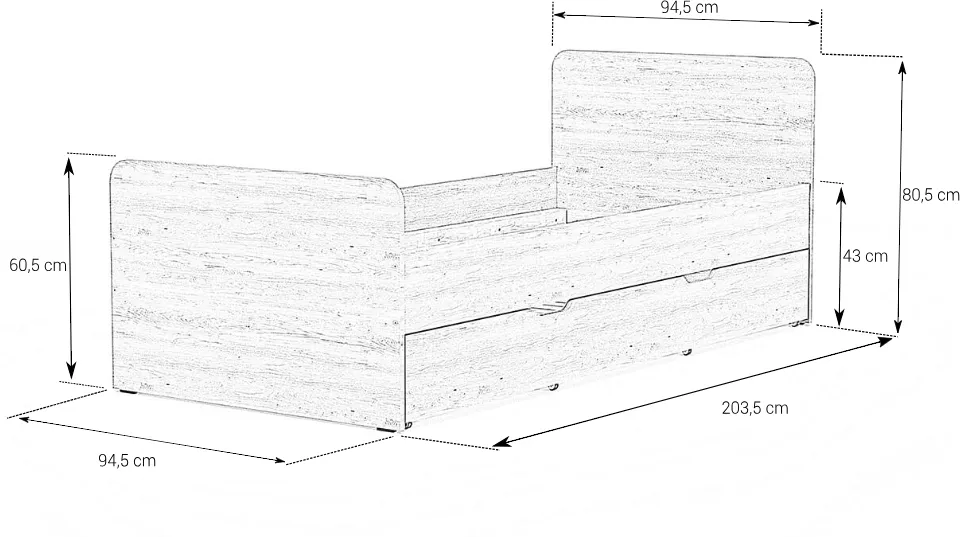 Postel 80221 (90x200) s prostornou zásuvkou