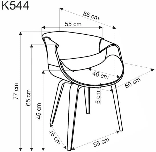 K544 krzesło popielaty / orzechowy