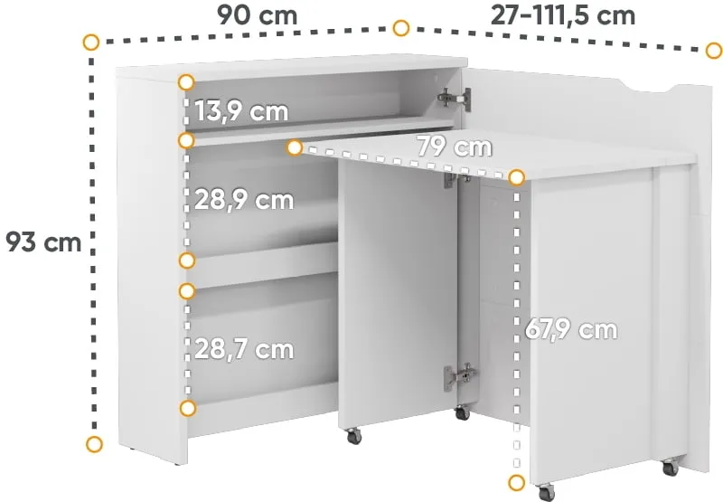 Biurko rozkładane prawe Work Concept Slim