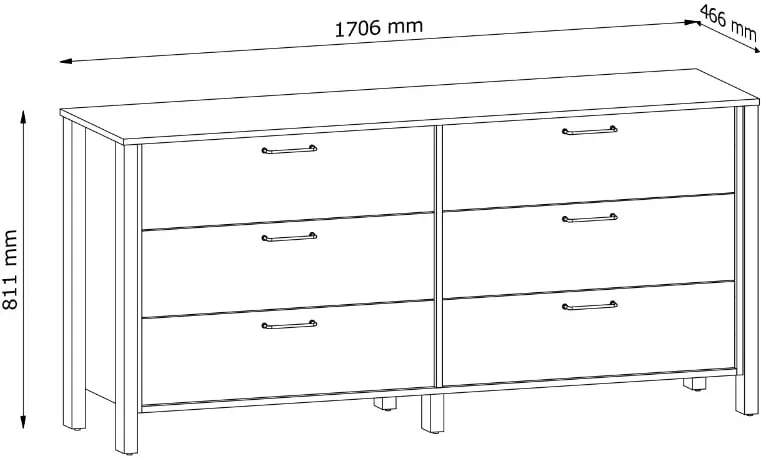 Komoda Indygo z 6 szufladami