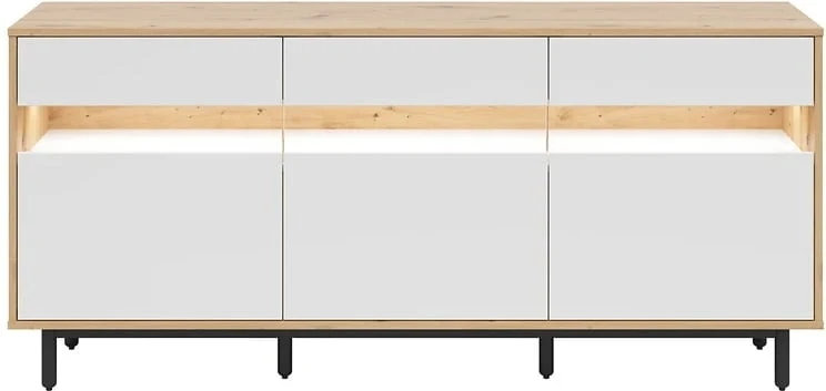 Komoda Gap 190 cm z 3 drzwiami i szufladami