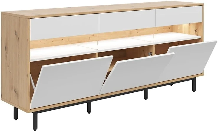 Komoda Gap 190 cm z 3 drzwiami i szufladami