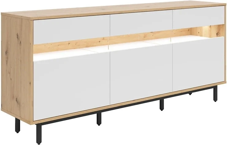 Komoda Gap 190 cm z 3 drzwiami i szufladami