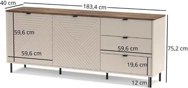 Komoda dwudrzwiowa z trzema szufladami Evo