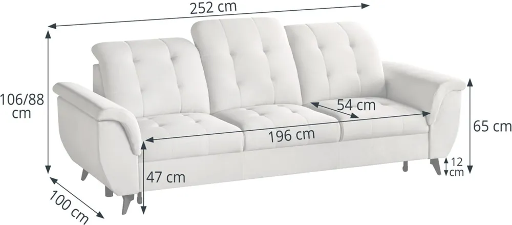 Trzyosobowa sofa Doria rozkładana 