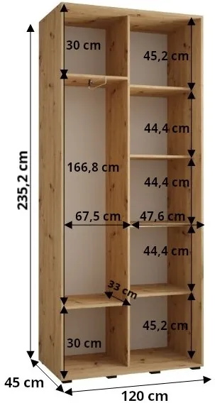Szafa przesuwna z lustrem Lanko 2 120 45 cm głębokości