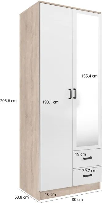 Dvoudveřová skříň se zrcadlem Kami