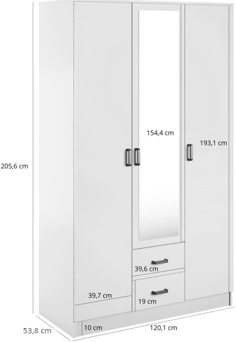 Třídveřová skříň se zrcadlem Kami