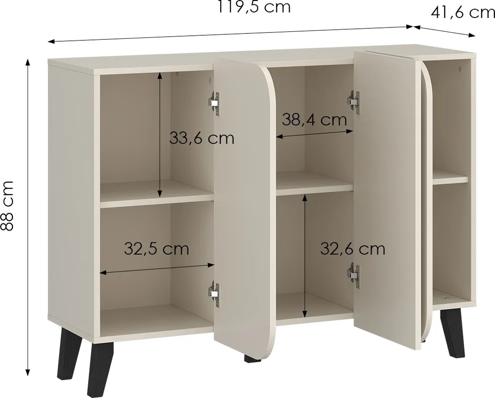Komoda třídveřová Smooth Edge