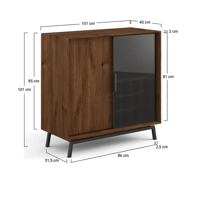 Komoda s barem a sklem Modern Loft Tabacco