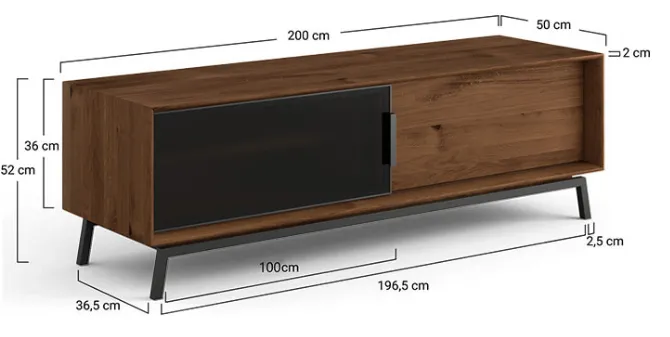 Szafka RTV z szybą Modern Loft Tabacco