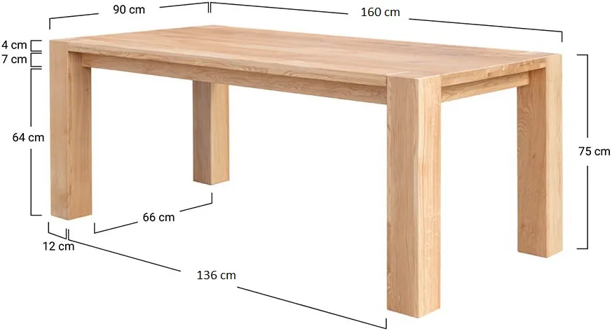 Stół dębowy do jadalni Siena 160x90