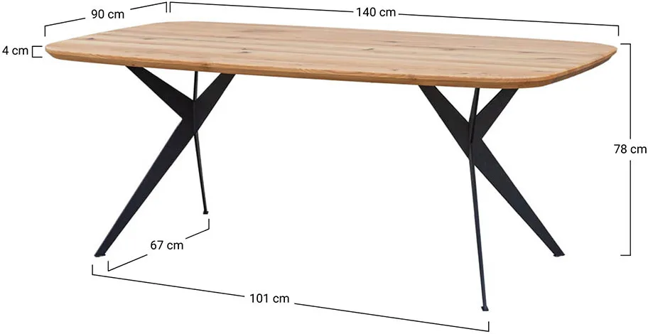 Stół dębowy Sistina 140x90 na metalowych nogach