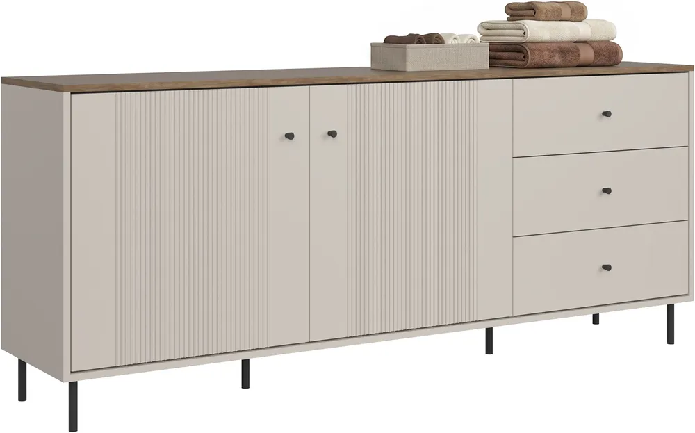 Komoda dwudrzwiowa z trzema szufladami Latte