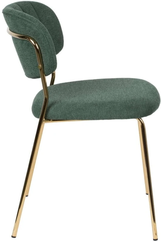 Židle Jolie, zelená se zlatým rámem